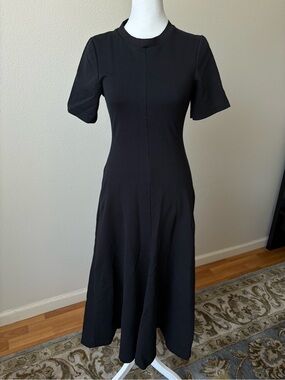 COS Black Short-Sleeve Midi Dress XS